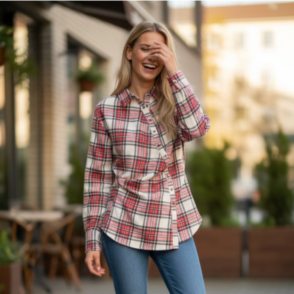 NWOT ZARA DECONSTRUCTED PLAID SHIRT SZ-XS